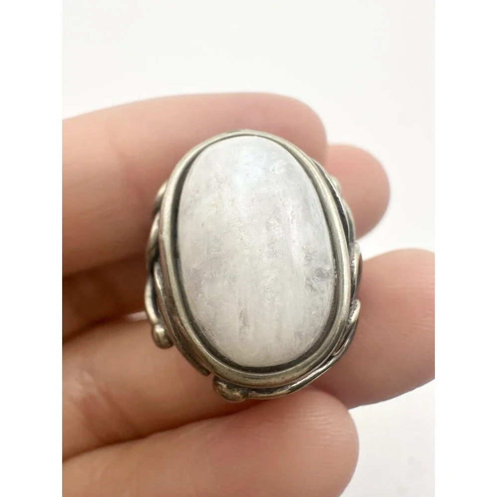 925 sterling silver moonstone cabochon ring size 6.75